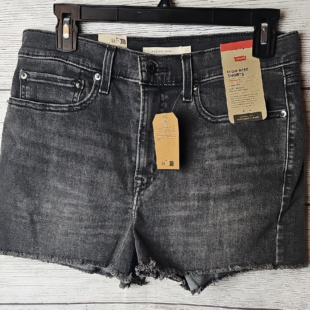 Levi's Charcoal High Rise Cutoff Shorts 3 Inch Inseam NWT